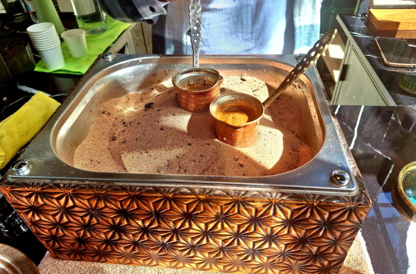 turkish coffee on sand